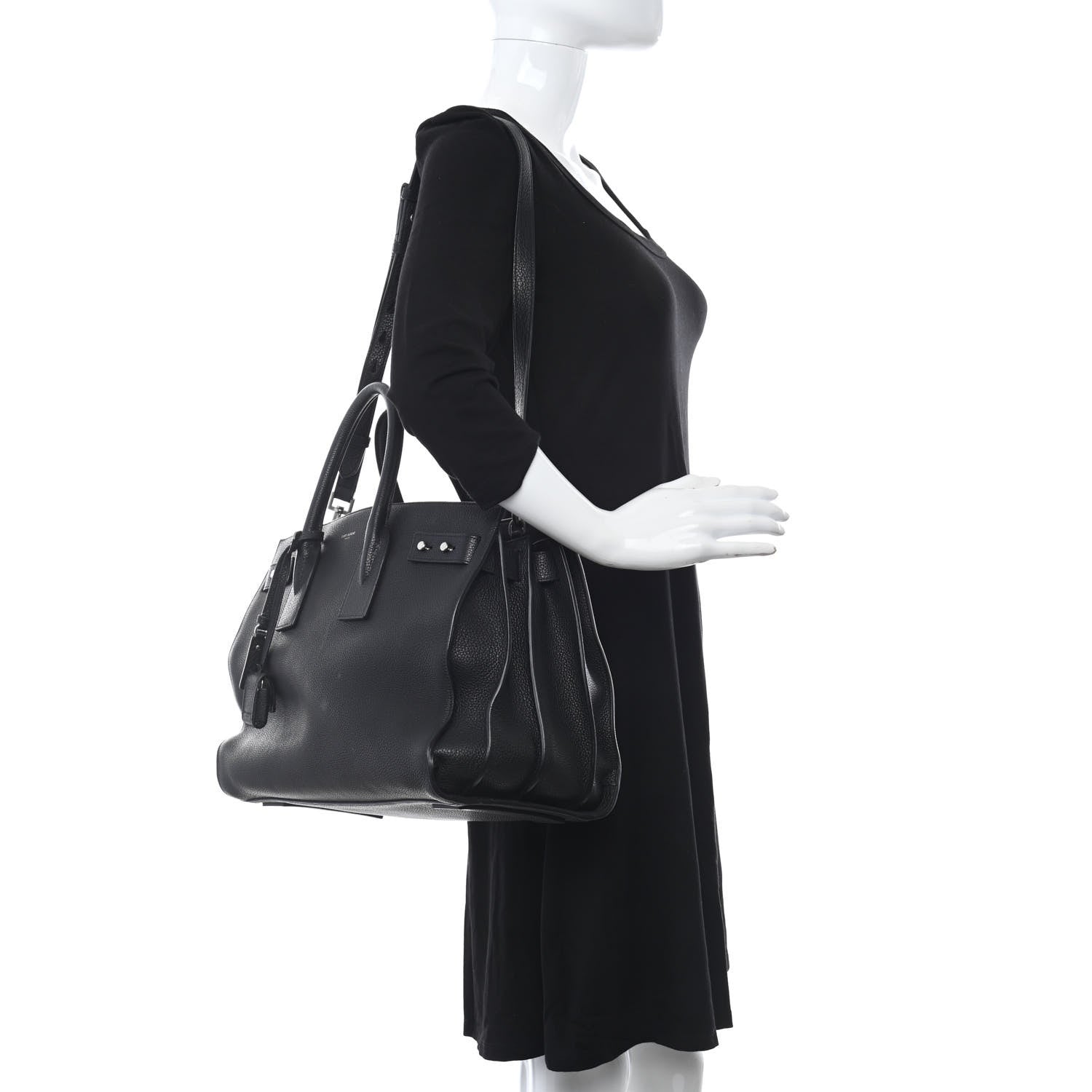 Saint Laurent Grained Calfskin Medium Souple Sac De Jour Black 2 of 19