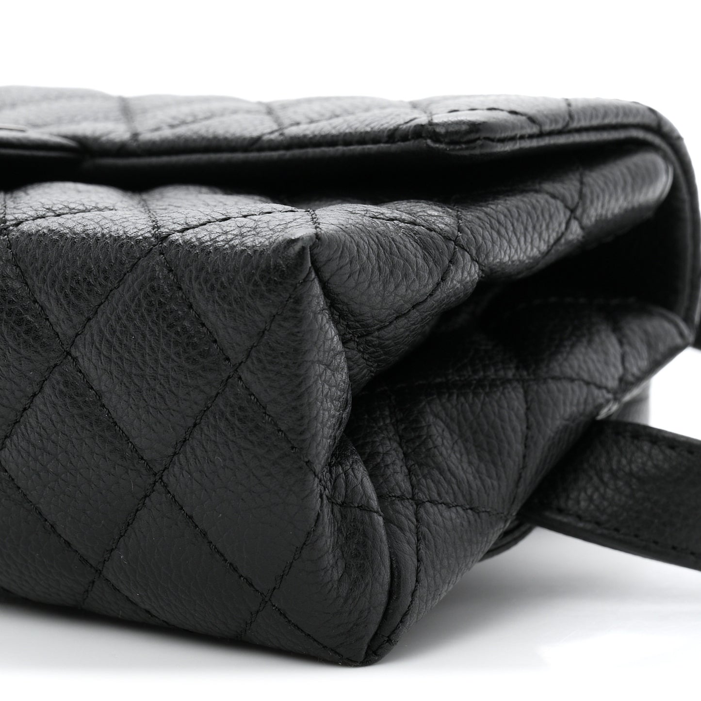 Grained Calfskin Quilted 2.55 Reissue Flap Belt Bag Clutch Black