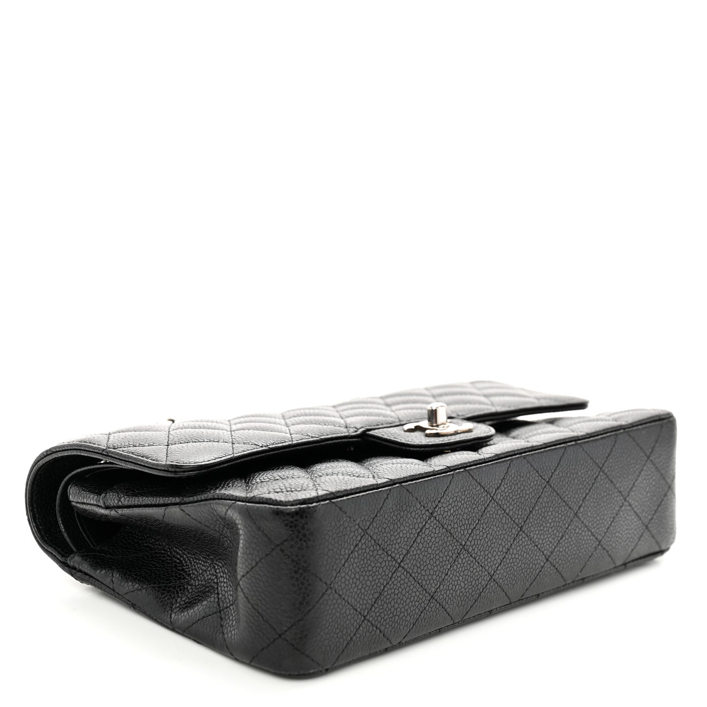 Caviar Quilted Medium Double Flap Black