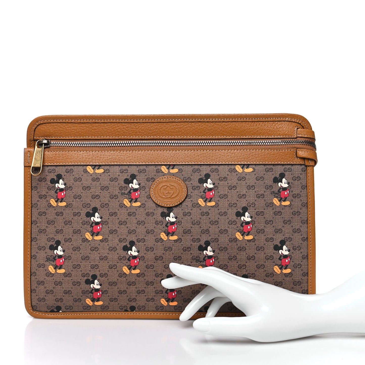 X DISNEY Mini Vintage GG Supreme Monogram Mickey Mouse Documents Holder Beige Vintage Sun Oil