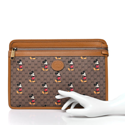 Gucci X DISNEY Mini Vintage GG Supreme Monogram Mickey Mouse Documents Holder Beige Vintage Sun Oil 2 of 9