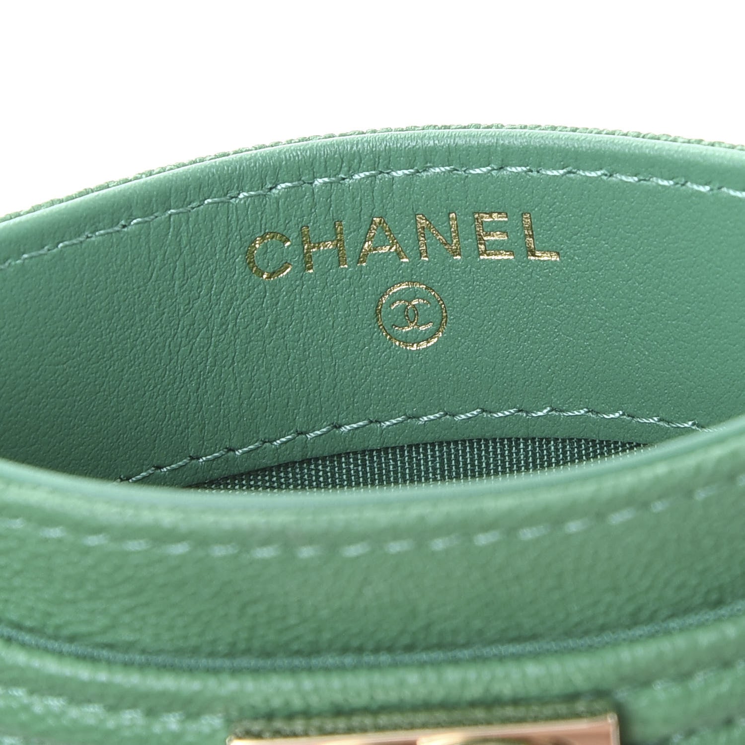 Chanel Caviar Quilted Boy Card Holder Green 7 of 11