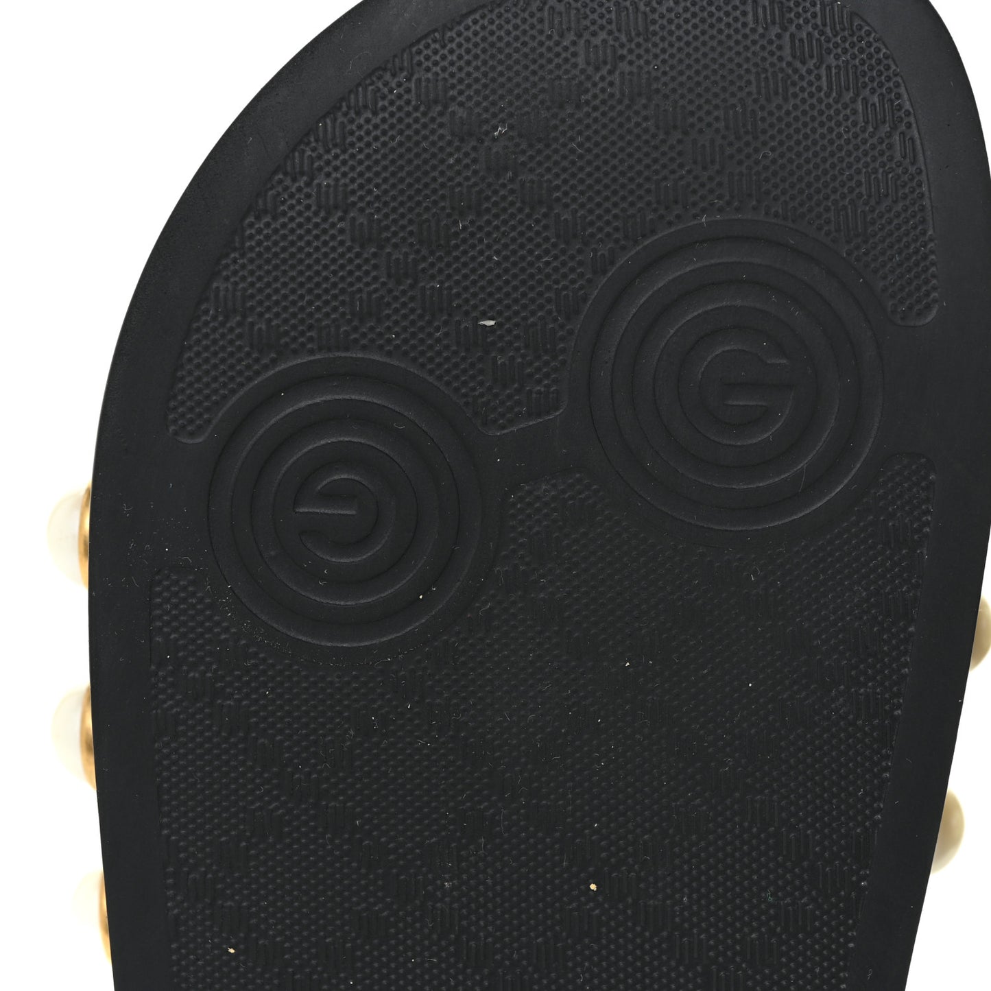GG Supreme Monogram Slide Pearls Sandals 36 Beige