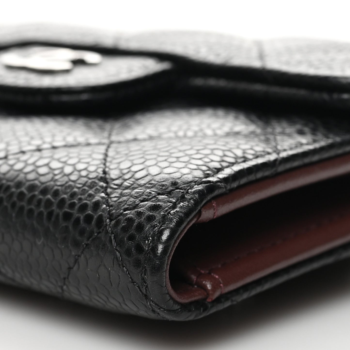 Caviar Quilted Compact Flap Wallet Black