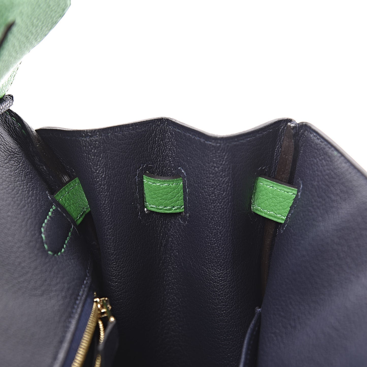 Togo Bi Color Horseshoe Birkin 25 Bambou Bleu Nuit