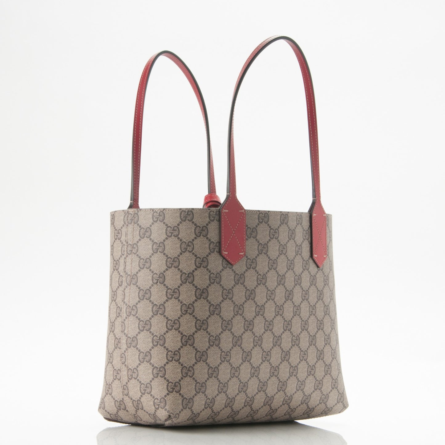 GG Supreme Monogram Small Reversible Tote Beige Red