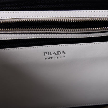 Prada City Calfskin Racing Logo Bowler White Black 7 of 8