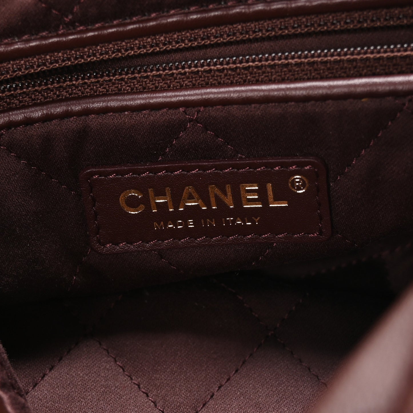 Shiny Calfskin Quilted Small Chanel 22 Dark Brown