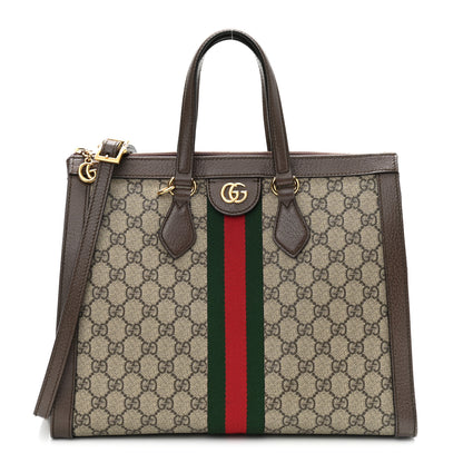 Gucci GG Supreme Monogram Web Medium Ophidia Tote Bag Brown 1 of 10