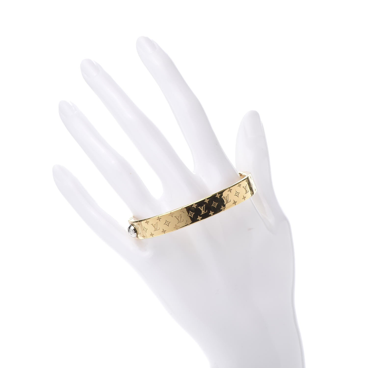 Louis Vuitton Brass Monogram Nanogram Cuff S Gold 2 of 8
