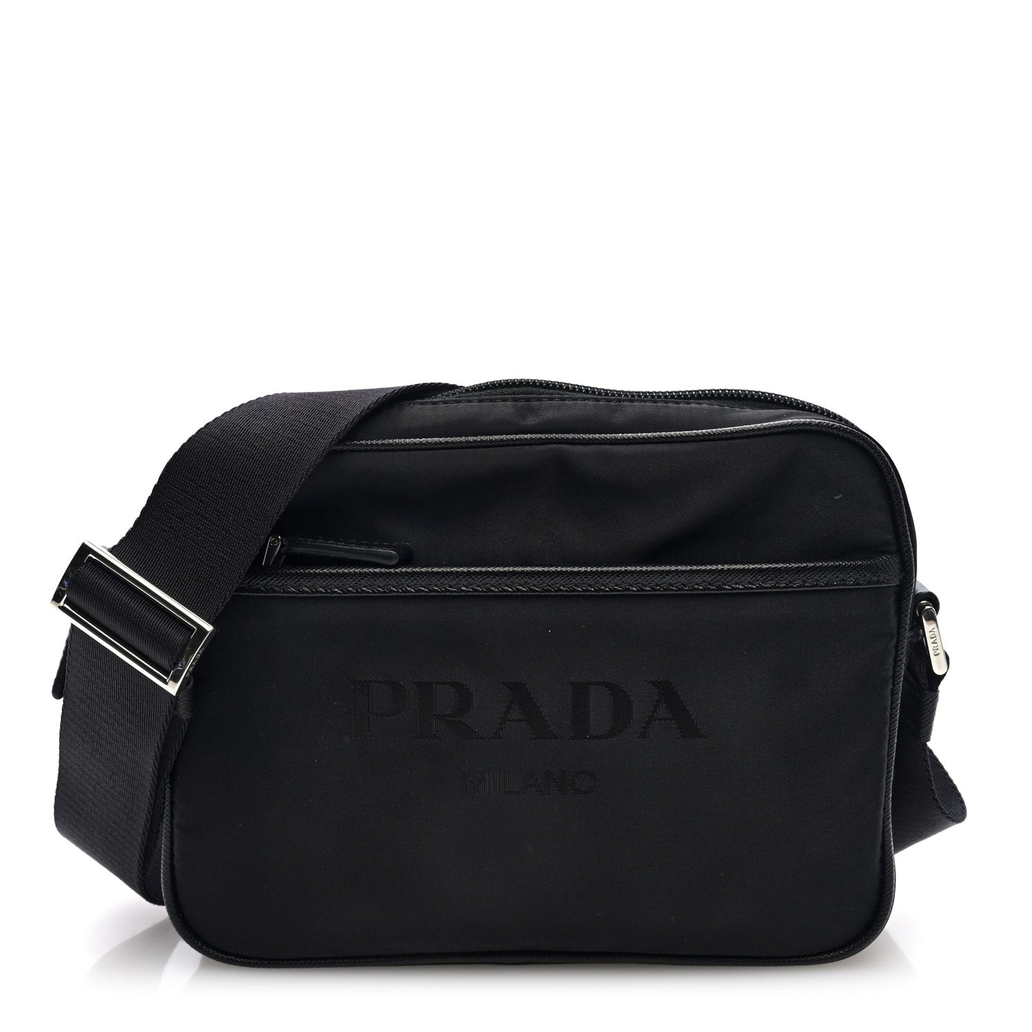 Prada Tessuto Nylon Saffiano Logo Camera Bag Black 1 of 9