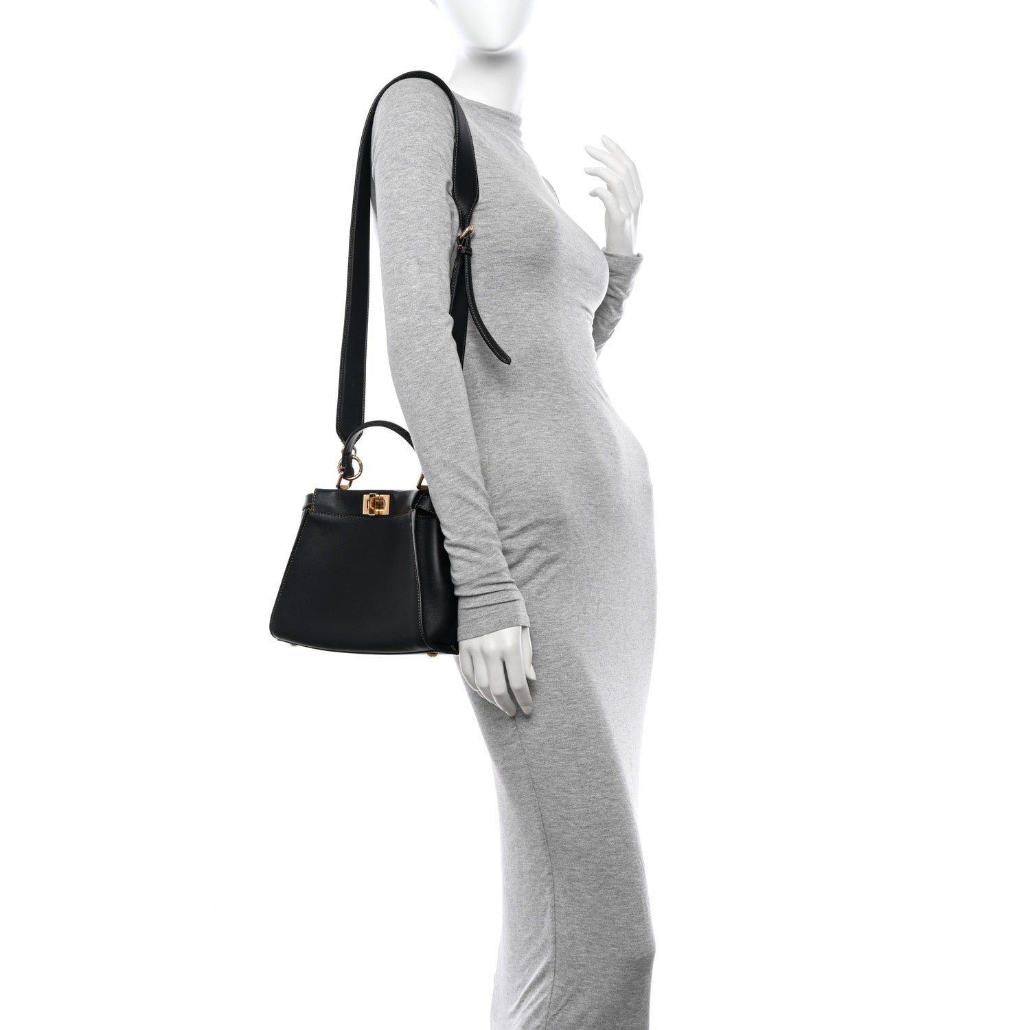 Fendi Vitello King Canvas Chinese New Year Tiger Embroidered Mini Peekaboo Black Dark Yellow 2 of 15