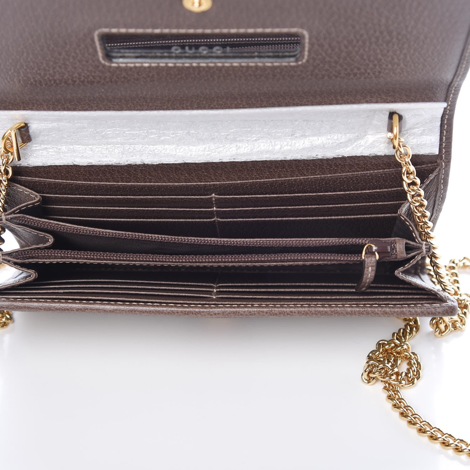 Gucci GG Supreme Monogram Web Ophidia Wallet On Chain Brown 5 of 9