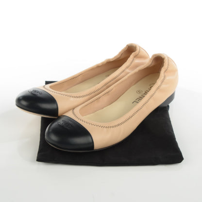 Chanel Lambskin Cap Toe CC Ballerina Flats 40 Beige Black 8 of 8