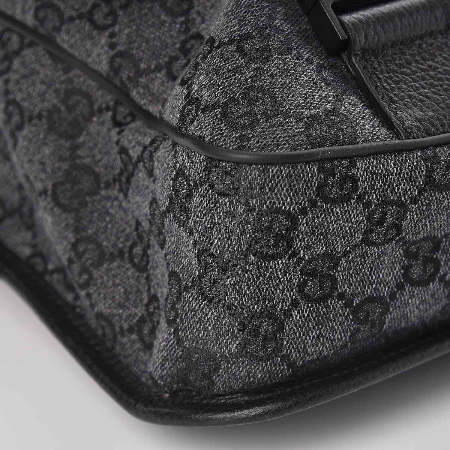 Gucci Denim Monogram Hysteria Double Buckle Flap Messenger Bag 9 of 10