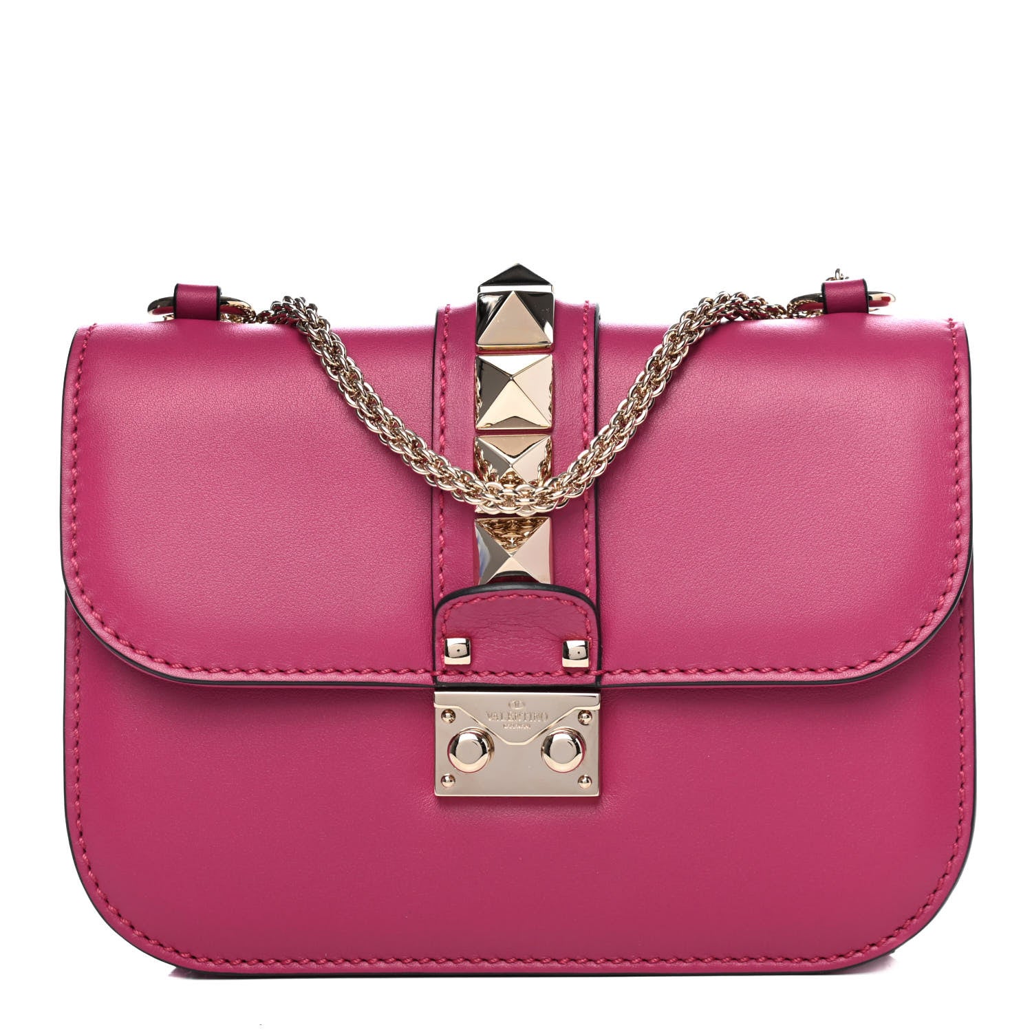 Valentino Garavani Vitello Small Glam Lock Rockstud Flap Deep Cyclamin 1 of 4
