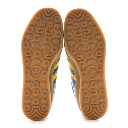 Gucci X ADIDAS Softy Velvet Suede Madeira Demetra Mens Gazelle Sneakers 10 Ice Blue Velvet Blue Smile Yellow 5 of 8