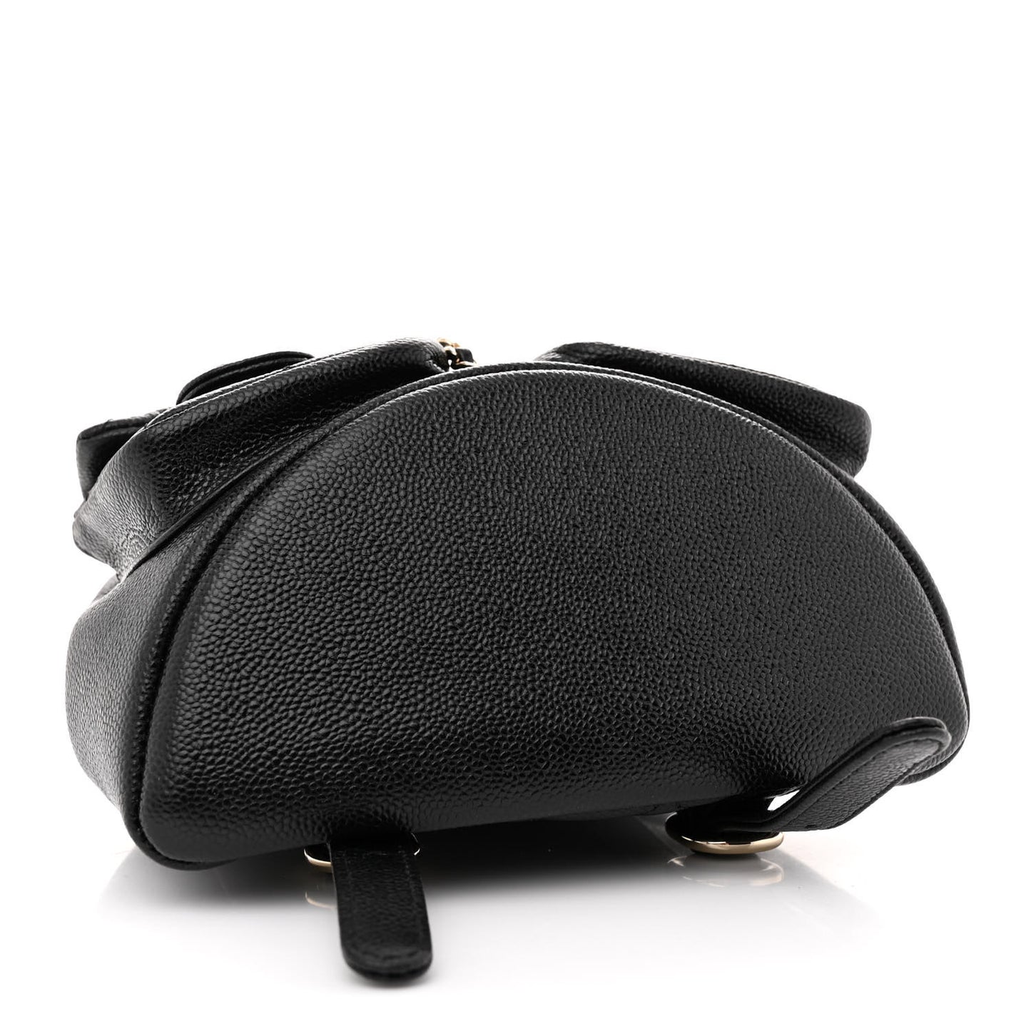 Shiny Caviar Quilted Small Duma Pockets Drawstring Backpack Black