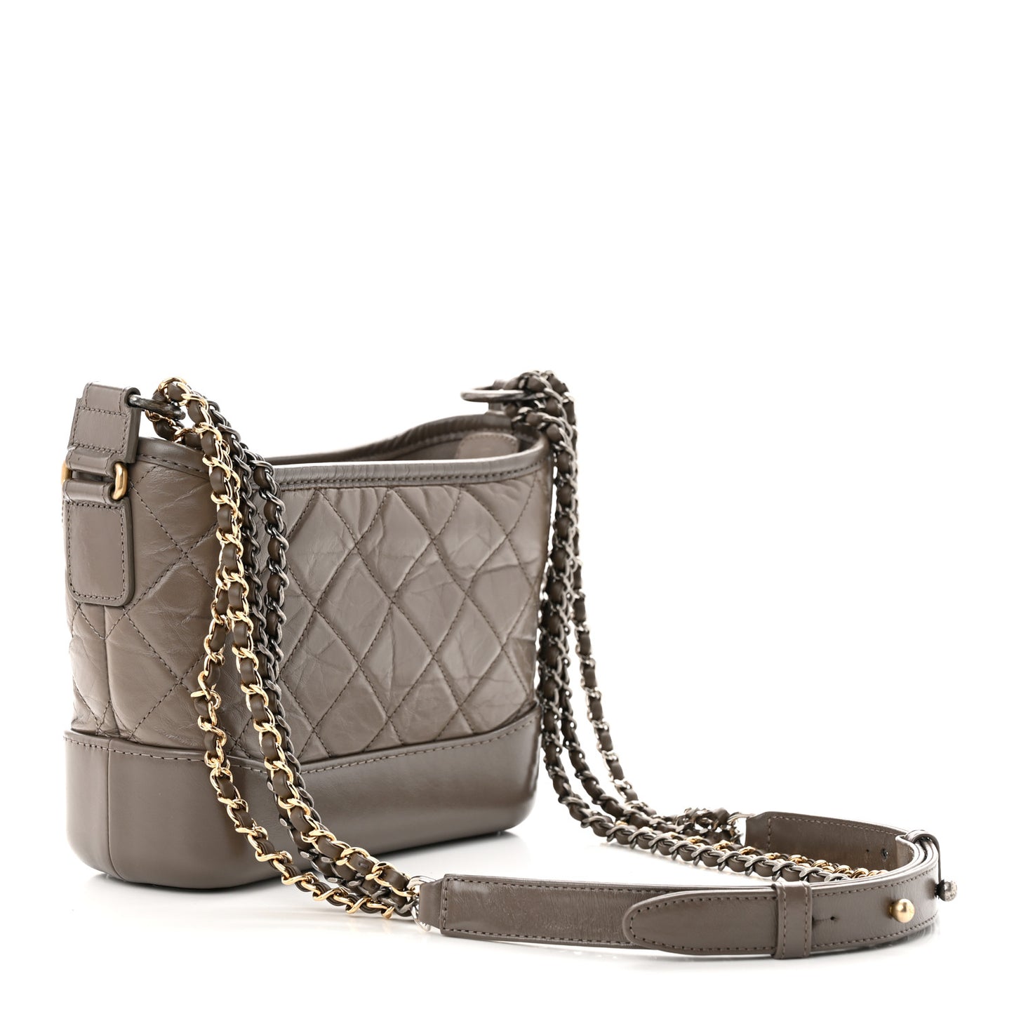 Aged Calfskin Quilted Small Gabrielle Hobo Grey