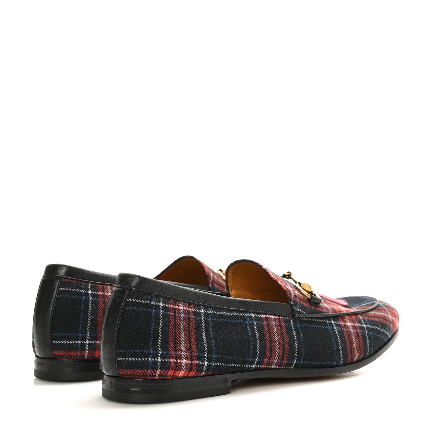 Gucci Cotton Horsebit Tartan Print Mens Jordaan Loafers 6 Red Black 4 of 8