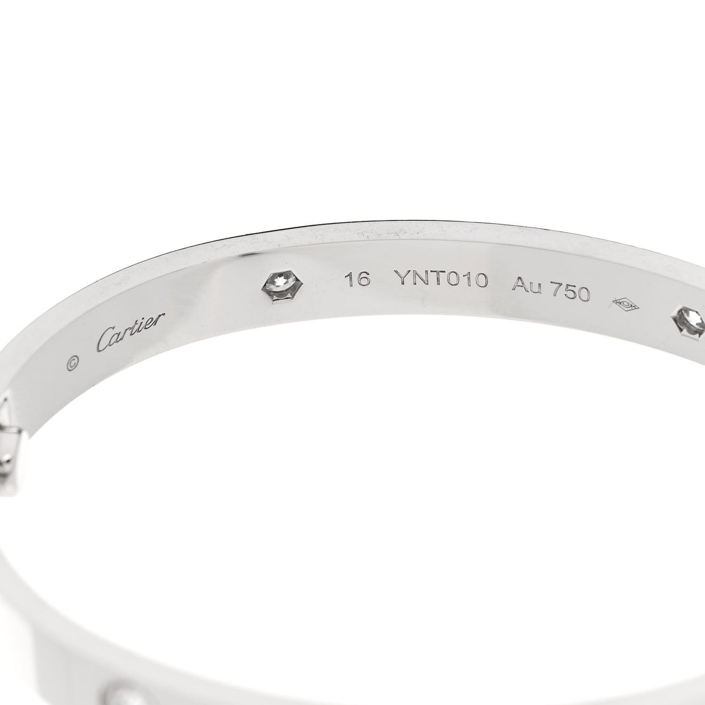 18K White Gold 4 Diamond LOVE Bracelet 16