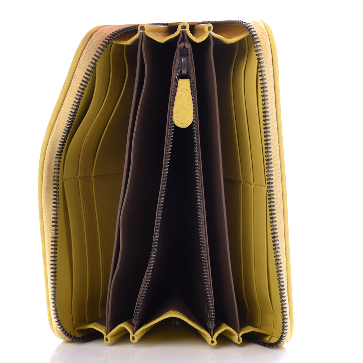 Nappa Intrecciato Zip Around Wallet Moutarde