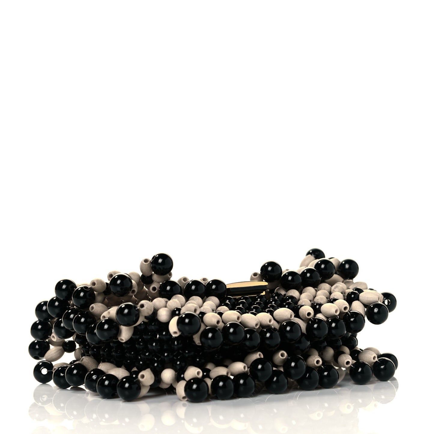 Beaded Nano Baguette Charm Beige Black