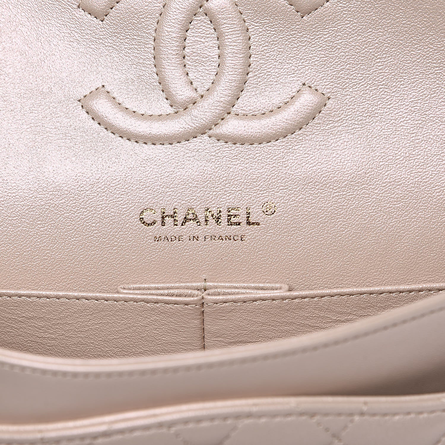 Chanel Iridescent Lambskin Quilted Medium Double Flap Light Beige 6 of 12