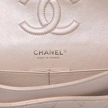 Chanel Iridescent Lambskin Quilted Medium Double Flap Light Beige 6 of 12