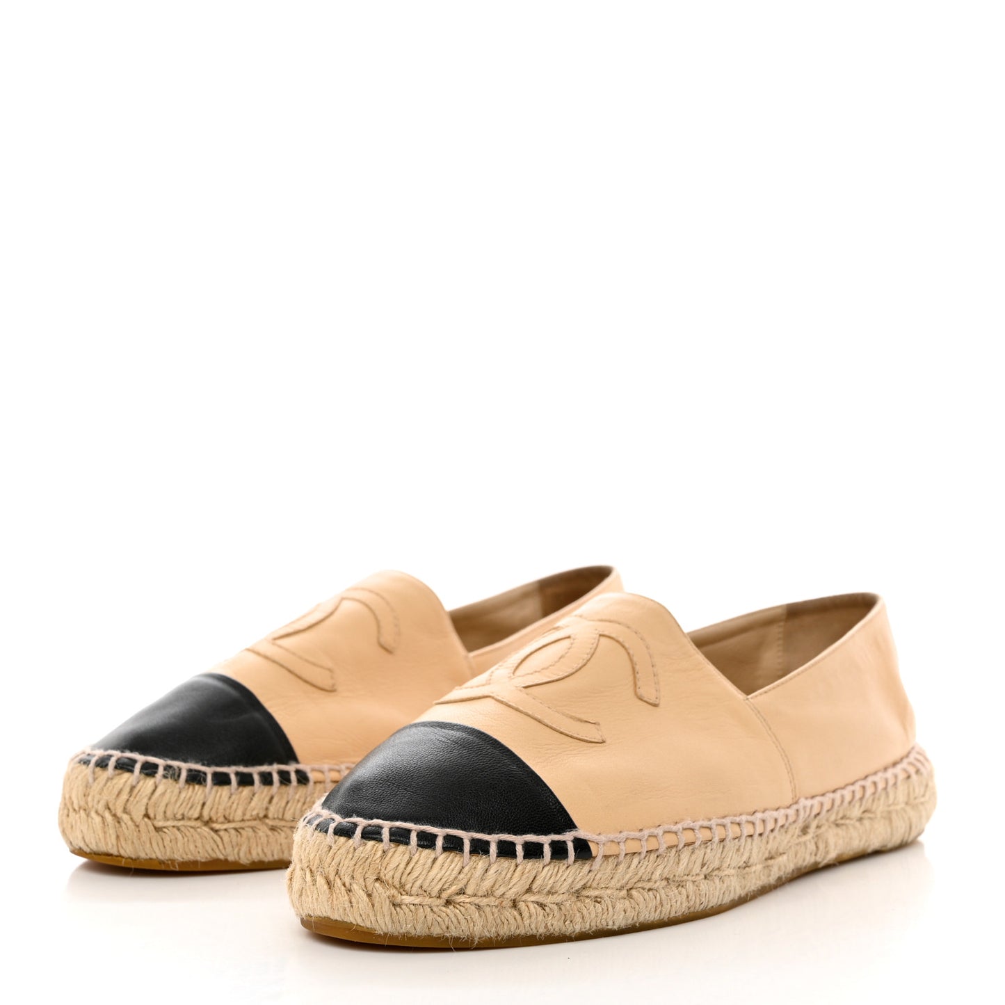 Lambskin CC Espadrilles 40 Beige Black