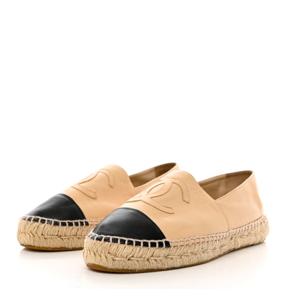 Chanel Lambskin CC Espadrilles 40 Beige Black 3 of 15