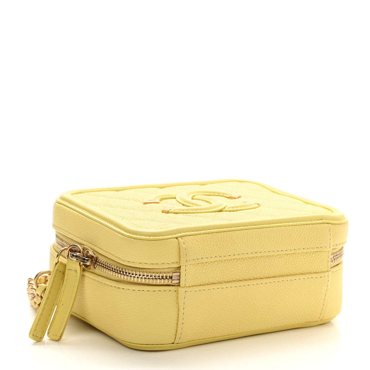 Chanel Caviar Quilted Small CC Filigree Vanity Case Yellow 3 of 9