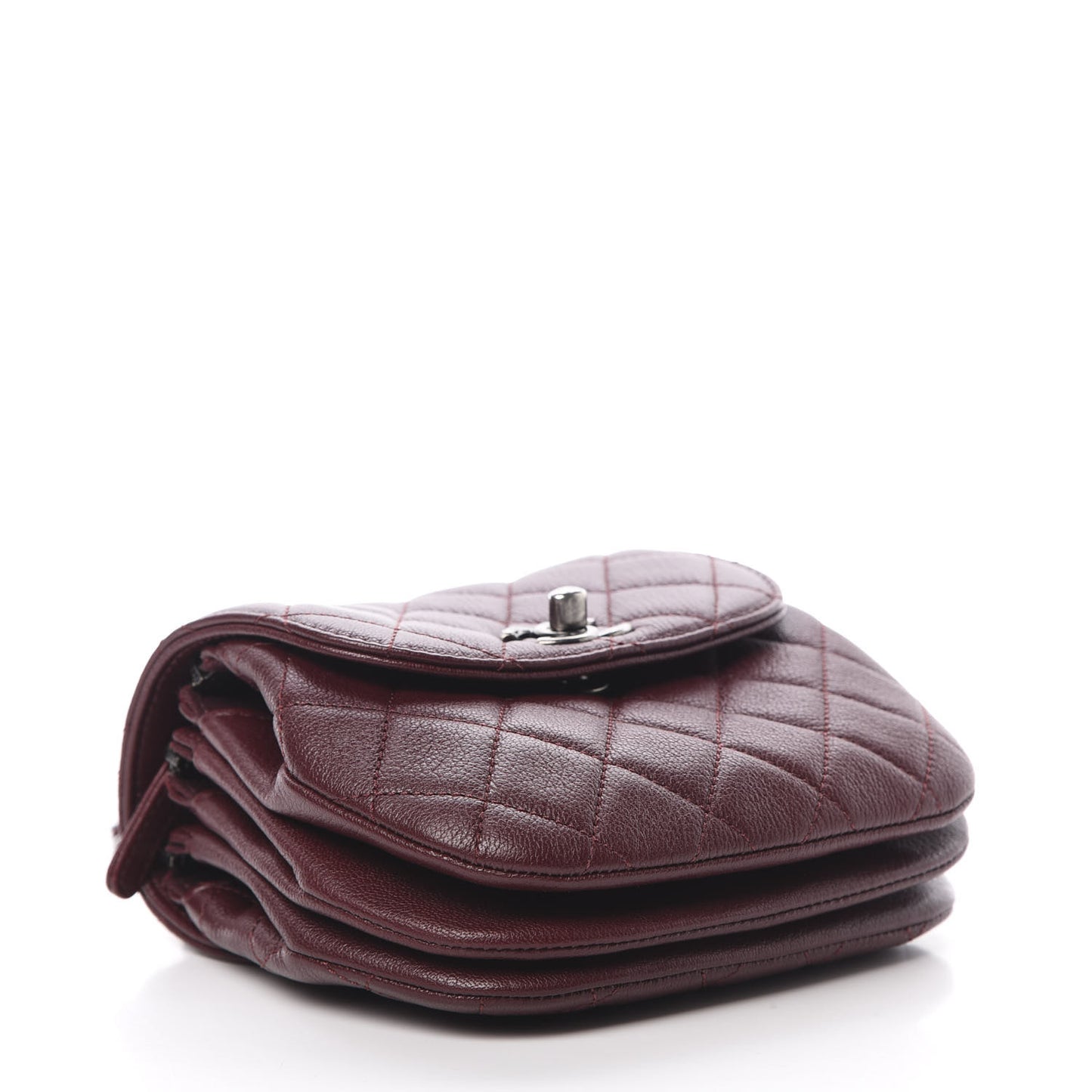 Goatskin Quilted CC Waiter Crossbody Burgundy