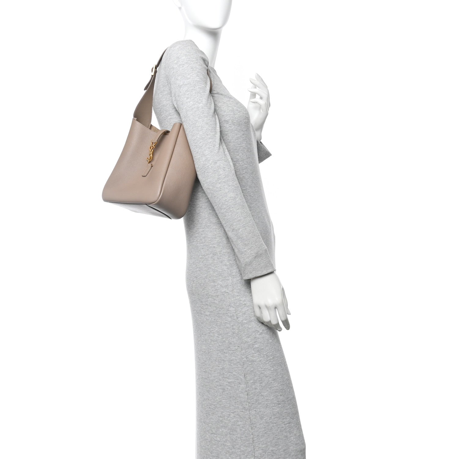 Saint Laurent Grained Calfskin Small Le 5 A 7 Soft Hobo Dusty Grey 2 of 11