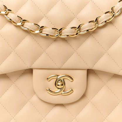 Chanel Lambskin Quilted Jumbo Double Flap Beige 9 of 12