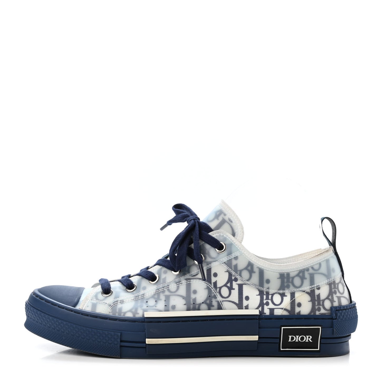 Technical Canvas Oblique Mens B23 Low Top Sneakers 42 White Blue