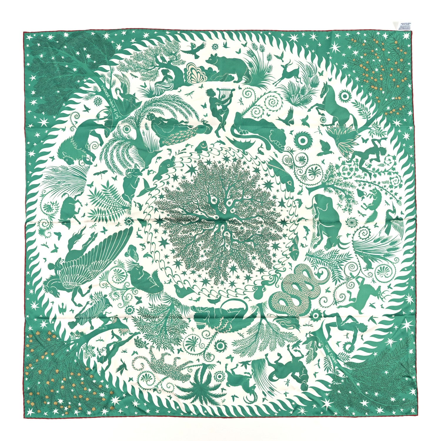 Hermes Silk Sous Le Charme d'Orphee Double Face Scarf 90 Etoupe White Beige Dore 4 of 4