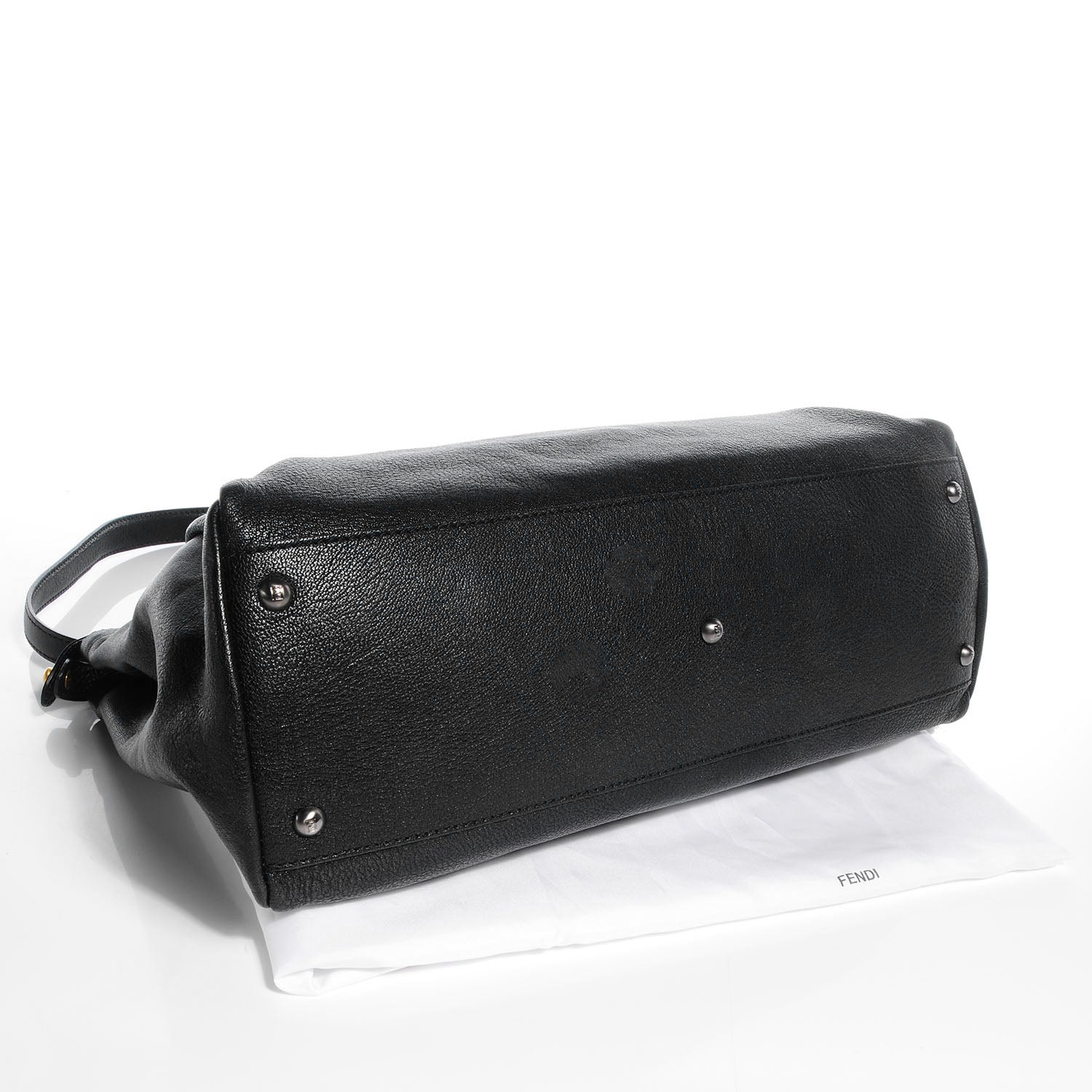 Fendi Goatskin Zucca Large Peekaboo Iconic Satchel Black Tobacco 4 of 9