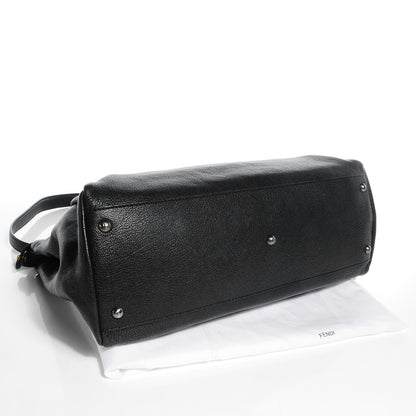 Fendi Goatskin Zucca Large Peekaboo Iconic Satchel Black Tobacco 4 of 9