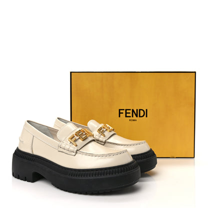 Fendi Vitello Abrasivato Fendigraphy 50mm Loafers 38.5 Blanco Babe 11 of 11
