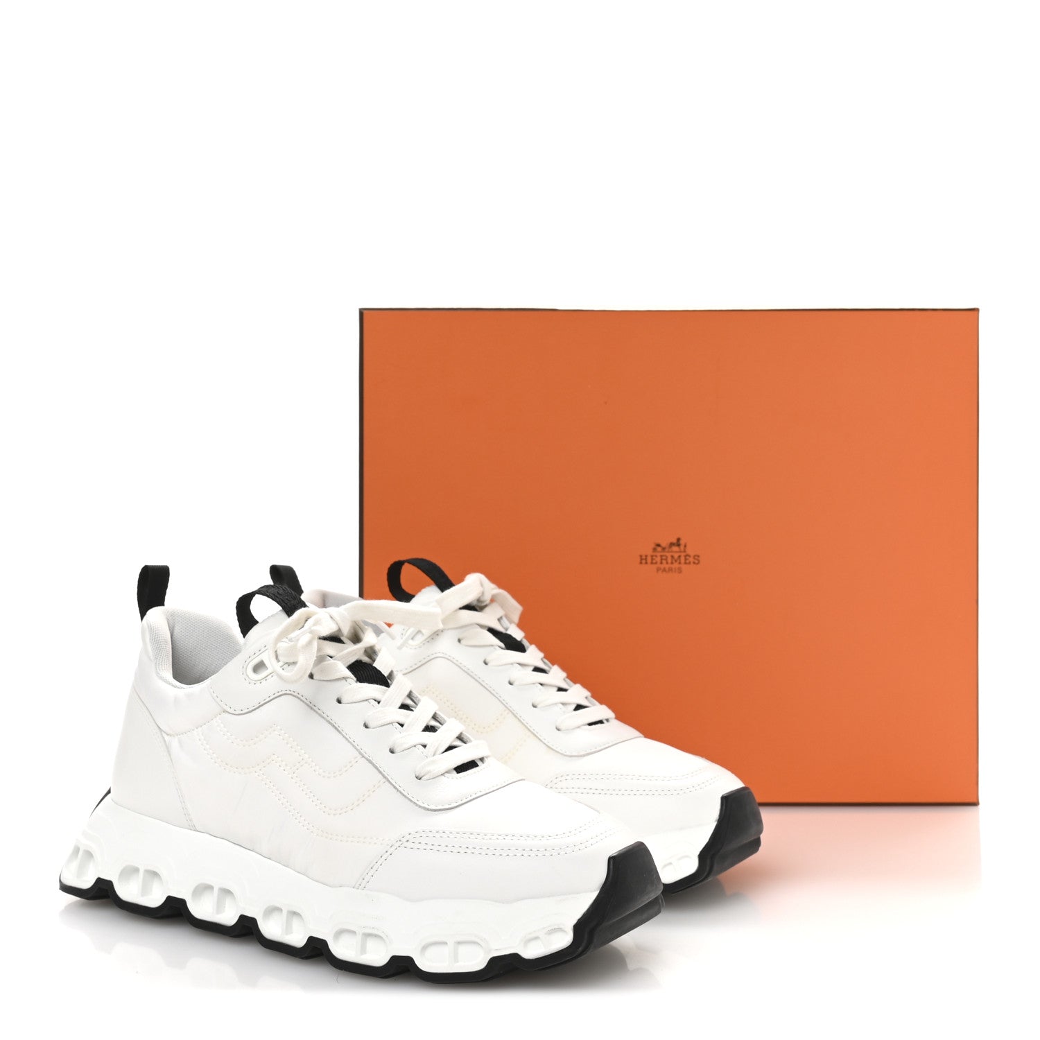 Hermes Parachute Fabric Calfskin Impulse Sneakers 40 White 9 of 10