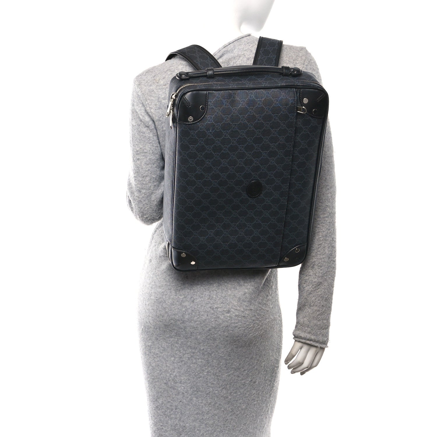 Gucci GG Supreme Monogram Briefcase Backpack Black Grey 1799760
