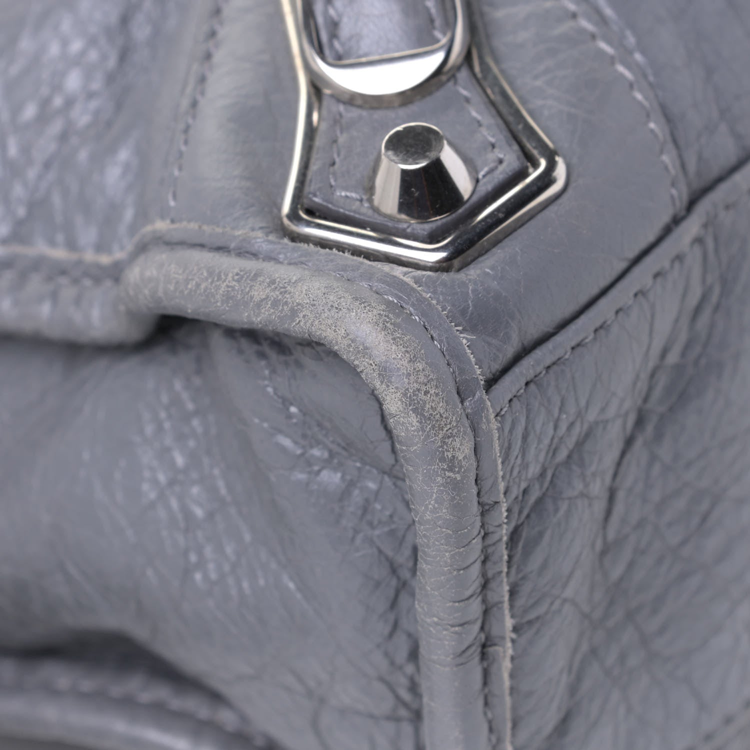 Balenciaga Chevre Silver Metallic Edge Hardware Mini City Gris Cendre 5 of 7