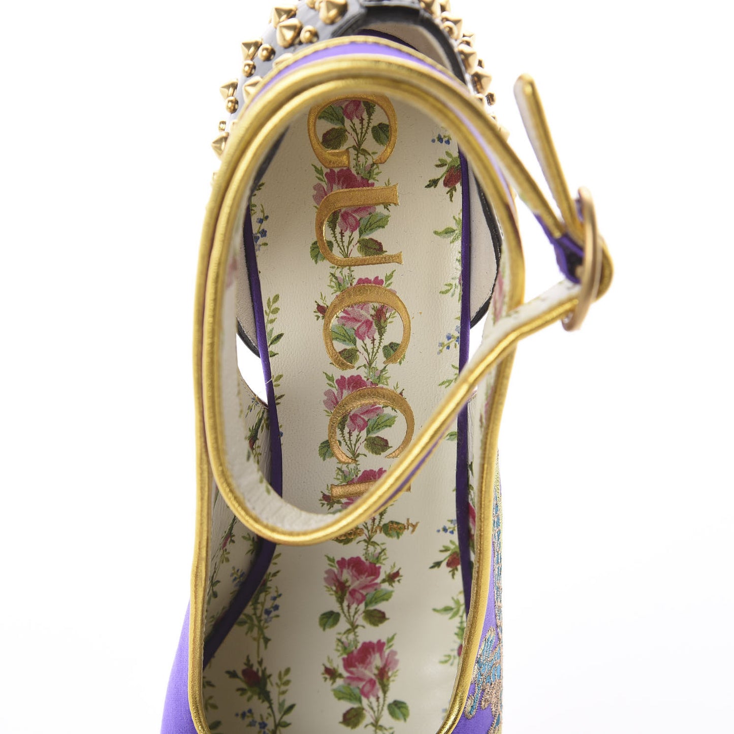 Satin Embroidered Dragon Caspar Pumps 38 Purple Oro Vecchio Black