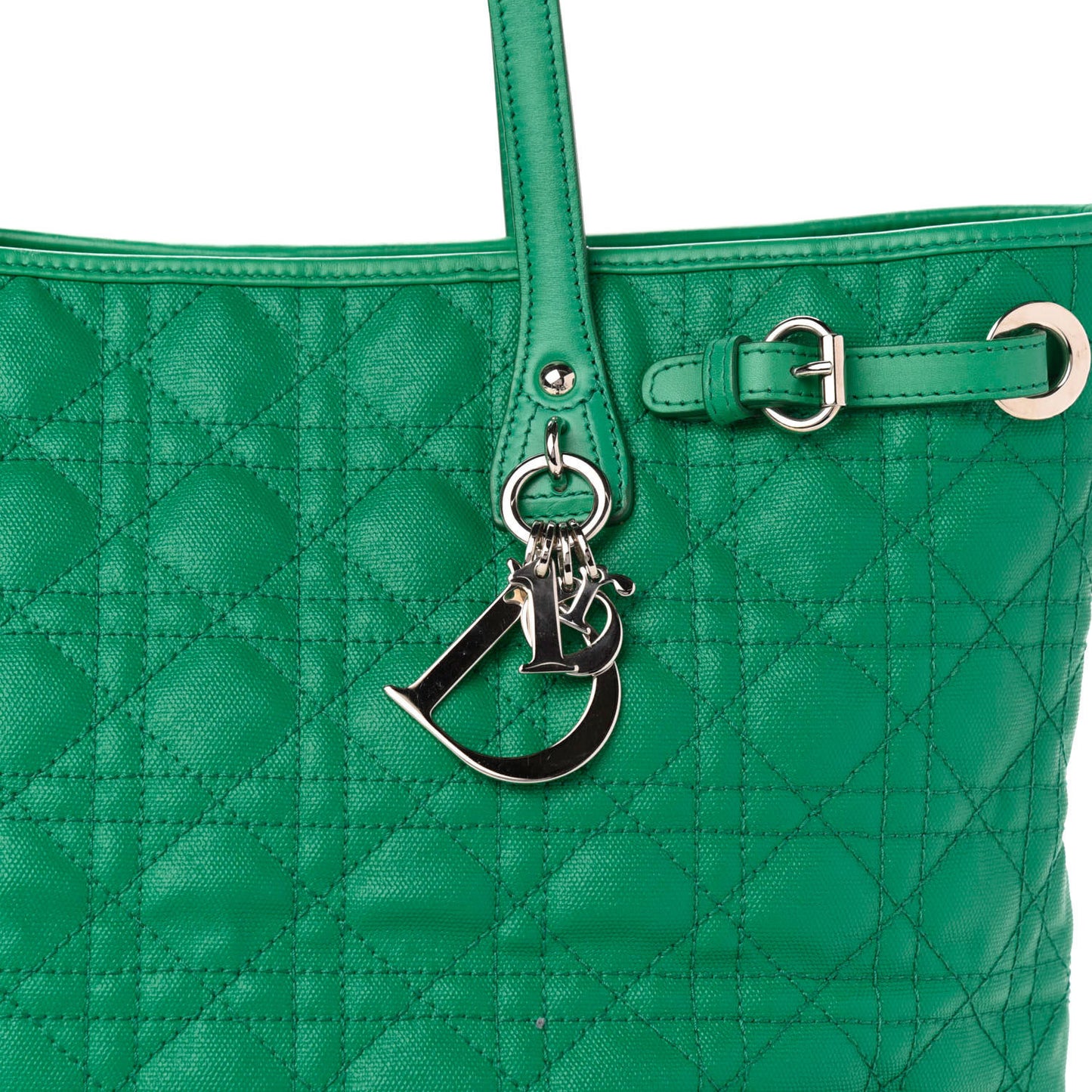 Coated Canvas Cannage Small Panarea Tote Green