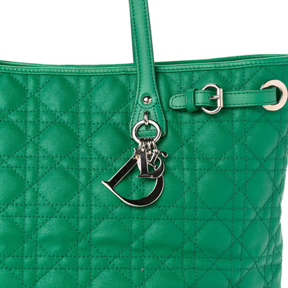 Christian Dior Coated Canvas Cannage Small Panarea Tote Green 11 of 11