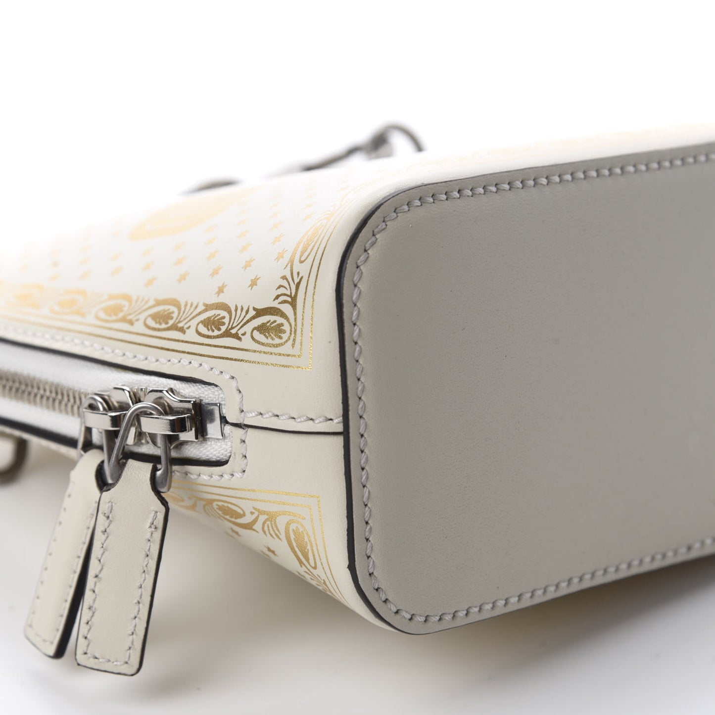 X SEGA Calfskin GUCCY Stars Mini Dome Shoulder Bag Mystic White Gold