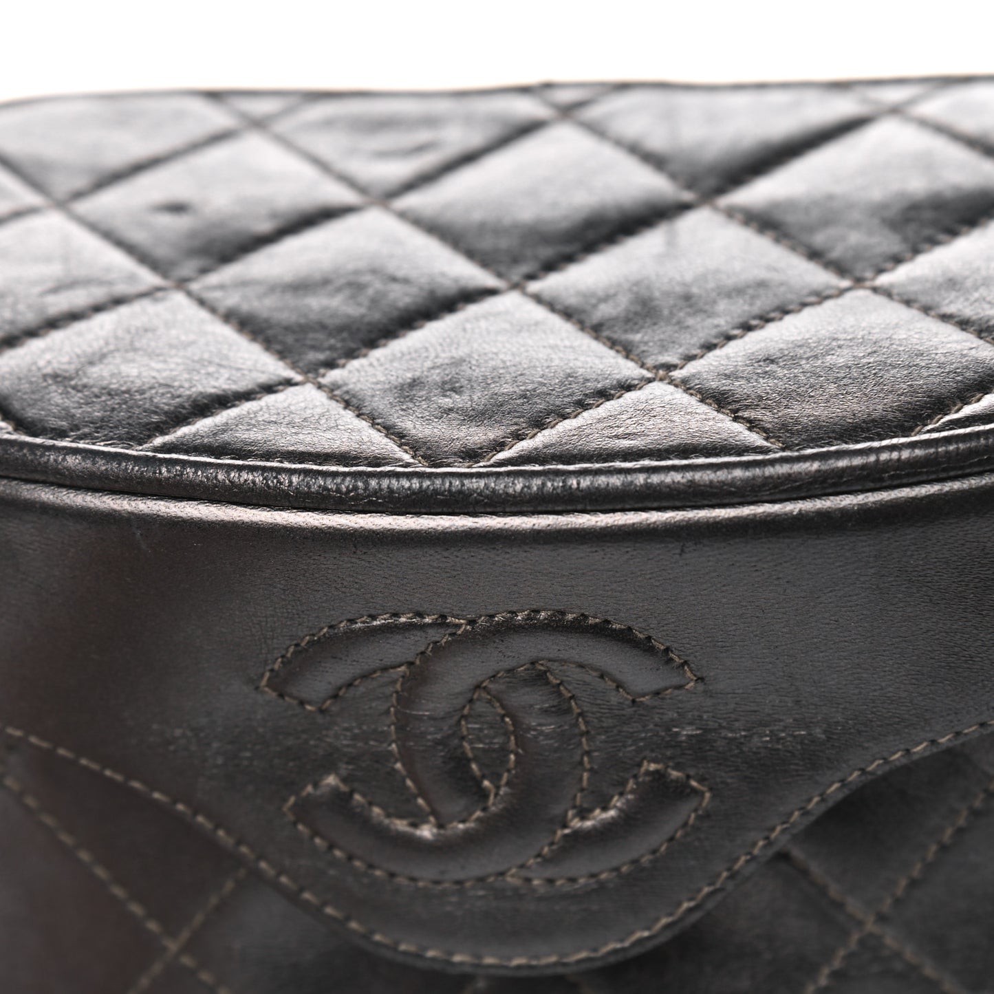 Metallic Lambskin Quilted Tassel Shoulder Bag Dark Grey
