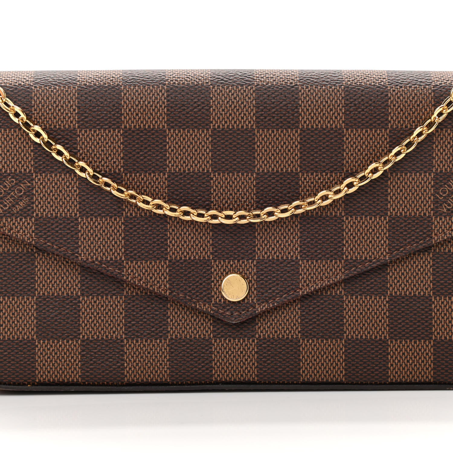 Louis Vuitton Damier Ebene Pochette Felicie Chain Wallet 9 of 17