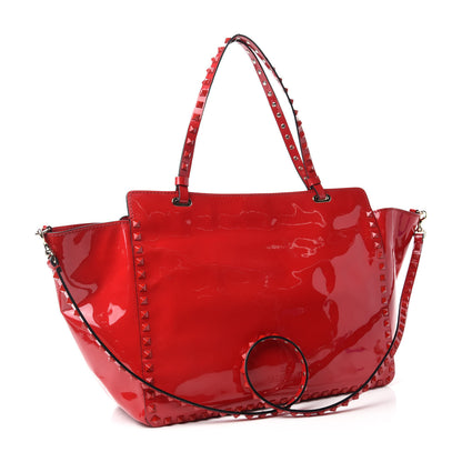 Valentino Garavani Patent Monochrome Medium Rockstud Tote Rosso Valentino 3 of 9